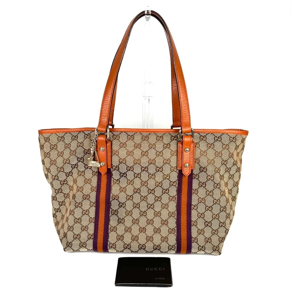 Gucci Purse Cherry Line Canvas Shoulder Tote Bag